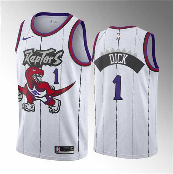 Men%27s Toronto Raptors #1 Gradey Dick White 2023 Draft Classic Edition Stitched Basketball Jersey Dzhi